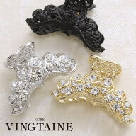 【10％OFFクーポン！9/24(木)1:59まで】VINGTAINE ビジューデザインバンスクリップ 小ぶり ヘアクリップ …
