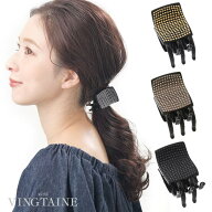 VINGTAINE ヘアクリップ バンスクリップ スタッズ風 まとめ髪 ゴム隠し ヘアアクセサリー 可愛い 上品 ギ…