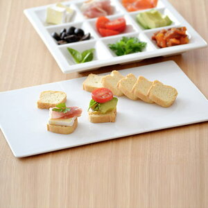 EAST table 角皿 フラットプレート 29cm(ホワイト)大皿 プレート 前菜皿 ケーキ皿 フルーツ皿 刺身皿 寿司皿 オードブル 白 角皿 白い長角皿 お皿 パーティー食器 ポーセリンアート カフェ風