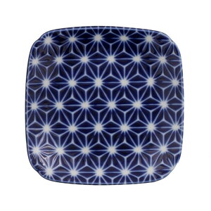 【10%OFFクーポン配布中!10/27(月)9:59まで】EAST table 和食器 おしゃれ 角皿 14cm 瑠璃和もよう 取り皿 中皿 プレート お皿 皿 食器 デザート皿 サラダ皿 パン皿 和風 和柄 伝統模様 七宝 麻 波 和