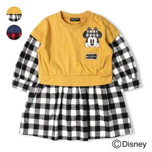 こどもの森e-shop ミニーマウス/チェック切替ワンピース ワンピース・ドレス