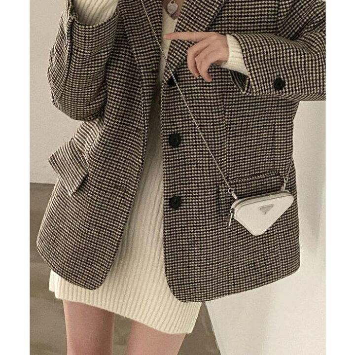 楽天市場】ウールライクチェックテーラードジャケット アウター  