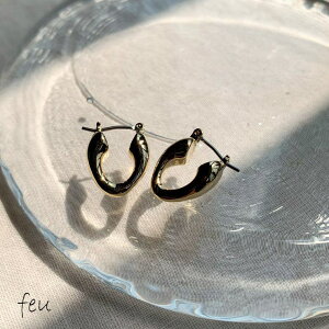 feu NUANCE HOOP PIERCE  フープピアス 小さめ オフィスカジュアル キャッチレスピアス マストアイテム 万能ピアス 韓国ファッション アクセサリー