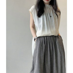 ARGO TOKYO Side Slit Sleeveless Rinen Blouse�@23065�T�C�h�X���b�g�X���[�u���X���l���u���E�X�@�m�[�X���[�u�u���E�X�@���l���u���E�X�@���l���g�b�v�X�@�g�b�v�X�@���l���@SUMMER�g�b�v�X �g�b�v�X