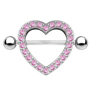 ピアス専門店HOMESLICEPRODUCTIONS ボディピアス ニップルバーベル 14G ジュエルハートシールド【ボディピアス/ボディーピアス/ニップルピアス/耳ピアス/316Lステンレス/アクセサリー/セクシー】