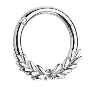 ピアス専門店HOMESLICEPRODUCTIONS ボディピアス ローレルリーフ フープ セグメントリング 1個入り 16G 軟骨ピアス 耳ピアス ヘリックス 316L サージカル ステンレス ラブレット リップ 金属アレルギ