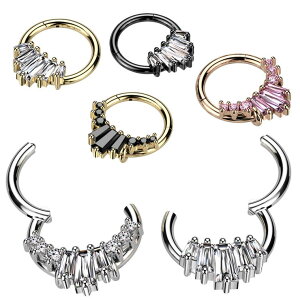 ピアス専門店HOMESLICEPRODUCTIONS ボディピアス 軟骨ピアス 16G 扇形 モチーフ ジュエル セグメントリング 1個入り フープピアス シンプル ワンタッチピアス サージカルステンレス 耳ピアス ヘリ