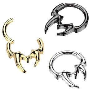 ピアス専門店HOMESLICEPRODUCTIONS ボディピアス 軟骨ピアス 16G セグメントリング 1個入り フープリング 牙 トライバル ボディーピアス ボディピ 316L サージカルステンレス アクセサリー