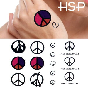 ピアス専門店HOMESLICEPRODUCTIONS タトゥーシール バラエティ ピースマーク【ボディーシール/TATTOO/星/文字/蝶/バタフライ/ハート/羽/アルファベット/漢字/クロス/十字架/トライバル】【刺青シー