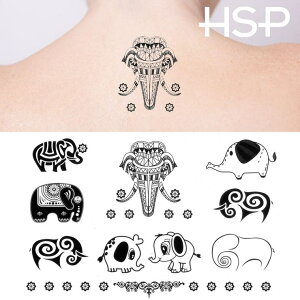 ピアス専門店HOMESLICEPRODUCTIONS タトゥーシール エレファント【ボディーシール/TATTOO/星/文字/蝶/バタフライ/ハート/羽/アルファベット/漢字/クロス/十字架/トライバル】【刺青シール/ステッカ