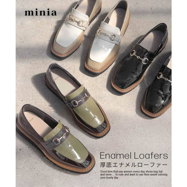楽天市場】厚底エナメルローファー 3cmヒール minia ローファー ビット 