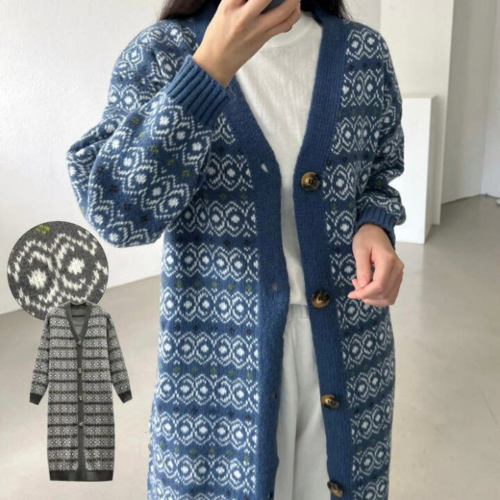 楽天市場】総柄V開きジャガードロングカーディガン : SHOPLIST