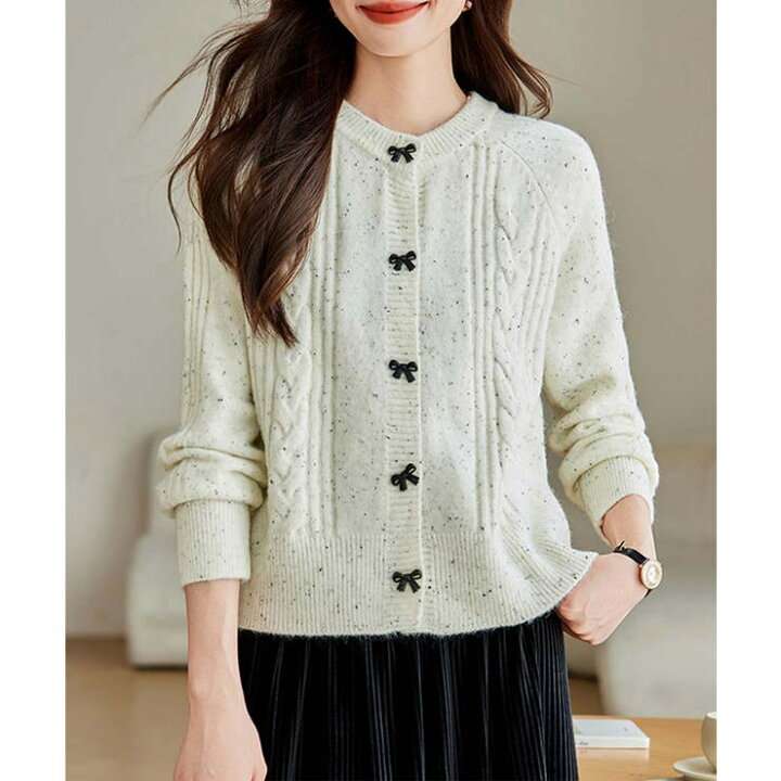 楽天市場】リボンボタンケーブルニットカーディガン : SHOPLIST 
