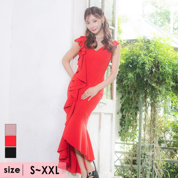 楽天市場】フィッシュテールマーメイドラインロングドレス キャバ  