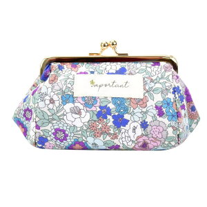AVVENTURA ポーチ 小物入れ レディース 女子 安心の日本製 花柄 ポーチ がま口 口金 玉付き 化粧ポーチ 大きめ コスメポーチ メイクポーチ花柄生地 ファッション 小物 多機能 大人 大学生 高校