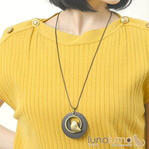 lunolumo 日本製 ネックレス ペンダント レディース ウッド 木 小鳥 アンティーク レトロ 可愛い プレゼント N アクセサリー