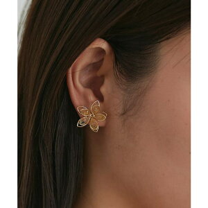 Pierrot ラインフラワーラメエポピアス ☆ ピアス フラワーデザイン ステンドグラス調 フェミニン アクセサリー スタッド ピエロ アクセサリー