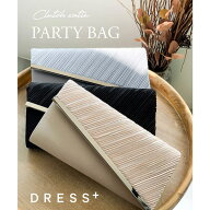 DRESS+ 【結婚式・お呼ばれに使えるパーティーバッグ】ビジューラディアルサテンプリーツクラッチバッグ …