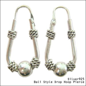 YUKATANゆかたん 【シルバーピアス】エスニック・バリスタイル ドロップ型のフープピアス 〜シャカ球 【ループピアス レディースピアス】 アクセサリー アクセサリー