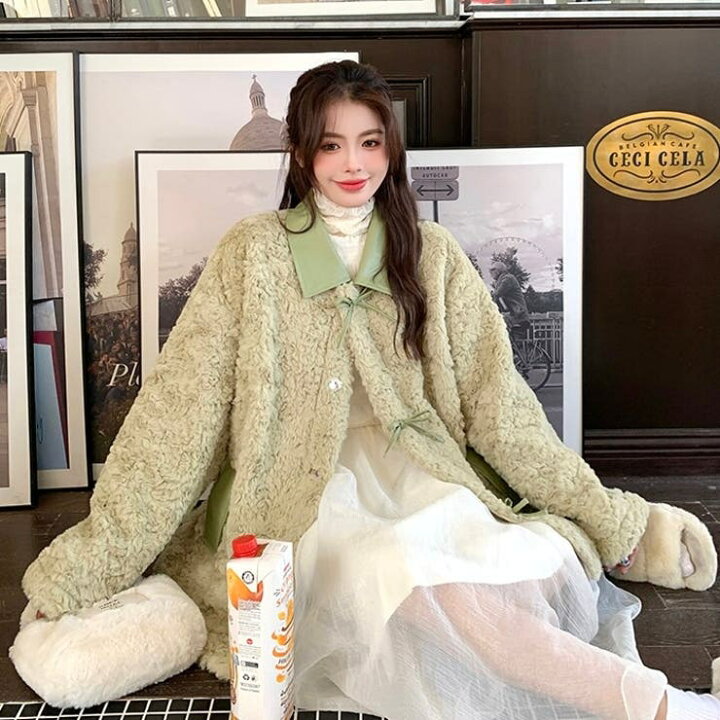 エコファーバルーンコート バイユアンス ファー コート ビジューボタン 