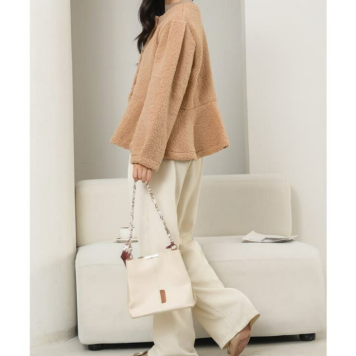 ⭐美品⭐ノーカラーボアジャケット マフラーセット ボアノーカラー 