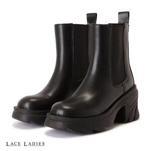 レースレディース サイドゴア 厚底 ショートブーツ PUレザー ラウンドトゥ タンクソール ボリュームソール レディース 春 秋 冬 美脚 脚長 カジュアル ストリート きれいめ フェミニン ガー