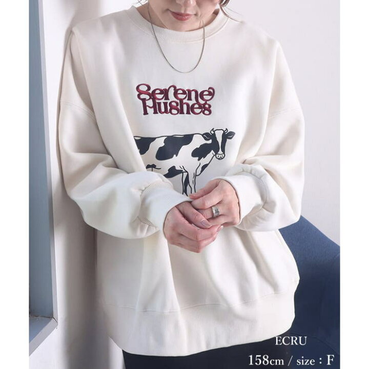 楽天市場】裏起毛 トレーナー スウェット レディース おしゃれ ロゴ 牛  