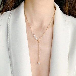 レースレディース ソリッド パール スライド チェーン ネックレス レディース 女性 アクセサリー 鎖 真珠 Y字 サイズ調整 上品 華やか ゴールド エレガント セレモニー ドレス 結婚式 パーテ