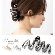CREAM-DOT ヘアクリップ ブラックカラー 大きめ ビッグ ヘアアクセサリー 髪留め まとめ髪 ガンメタ メタ…