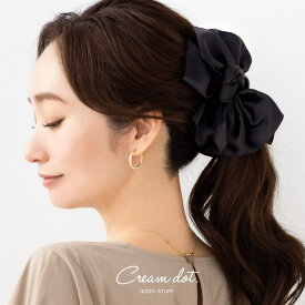 CREAM-DOT バンスクリップ ヘアクリップ レディース 大きめ ボリューム ヘアアクセサリー 髪留め まとめ髪 リボン 微光沢 大きい 存在感 大人 華やか ブラック ヘアアクセサリー
