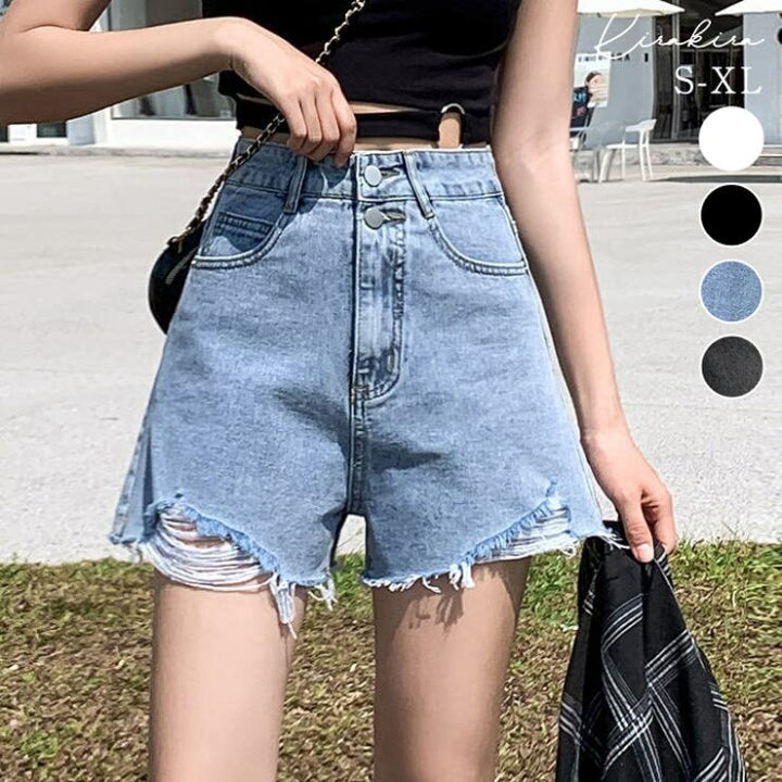 楽天市場】【SHOPLIST限定】ダメージデニムショートパンツ 4サイズ 