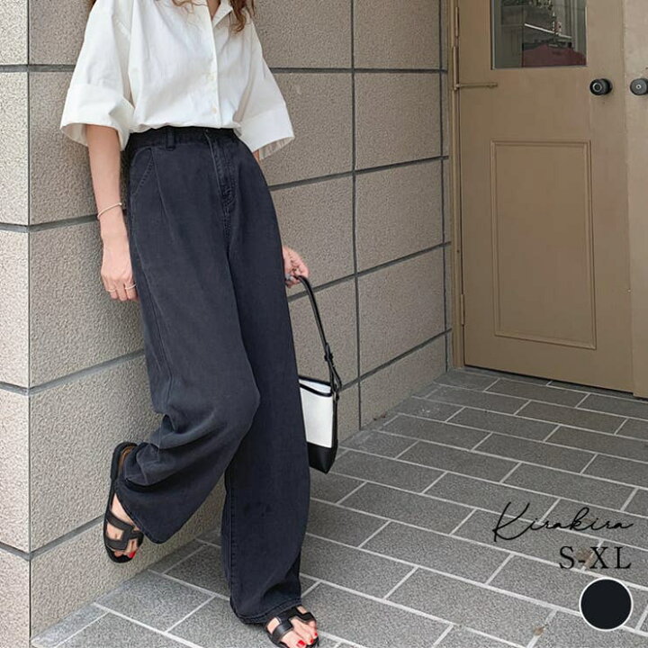 楽天市場】【SHOPLIST限定】ストレートバギーワンタックブラックデニム 