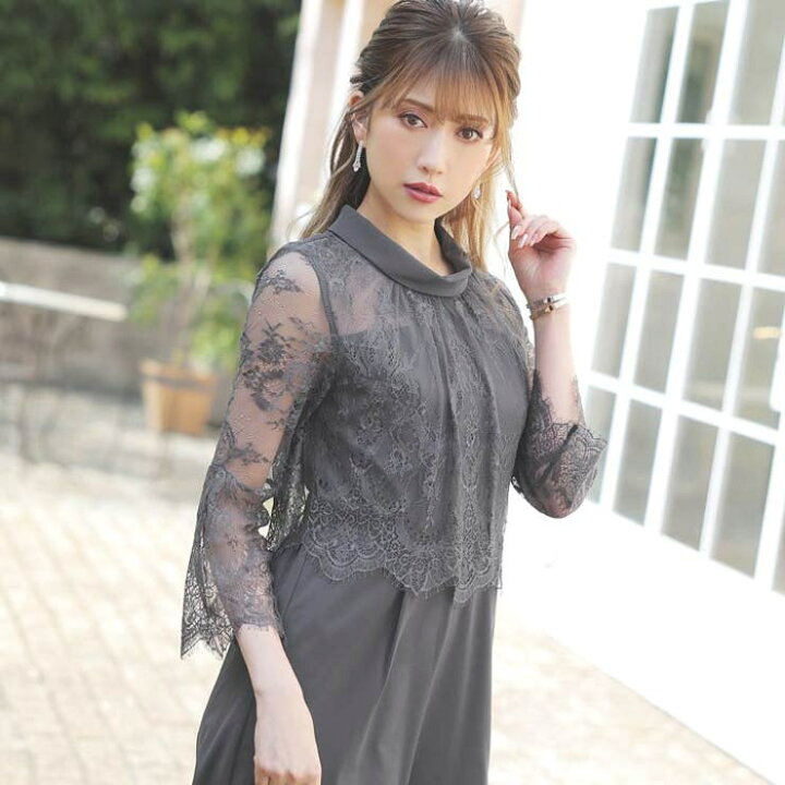 楽天市場】ドレス 結婚式 パーティー ドレス レース フレア 