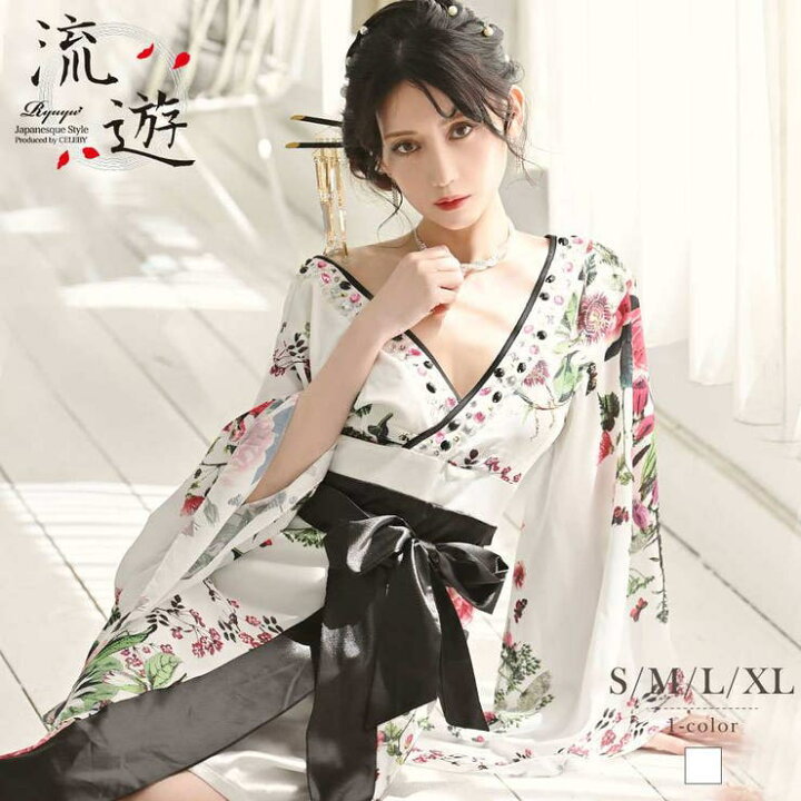 楽天市場】キャバドレス 和柄 着物ドレス 白 花魁 和柄ドレス  