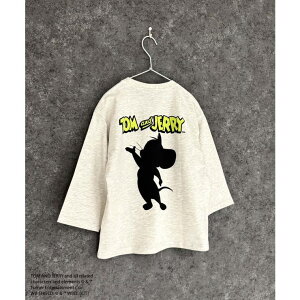 ZI-ON TOM&JERRY BIGロンT キッズ 子供服 男の子 女の子 トム&ジェリー トムとジェリー トムジェリ 長袖Tシャツ プリントロンT キャラクター グッズ 公式 ビッグシルエット ジュニア 春物 春服 110c