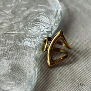 feu サージカルステンレスリング アレルギー対応素材 被らない ボリューム 大ぶり アクセントデザイン カジュアル 万能  韓国 春夏秋冬 レディース通販 2025年新作 アクセサリ