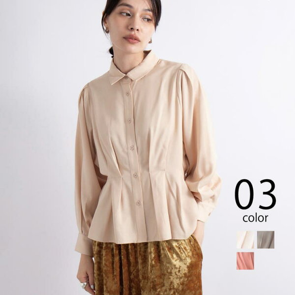 SETUP7【WOMEN】 24SS♪ 雑誌 SWEET 掲載アイテム【SETUP7】クラシカルウエストギャザーシャツ　ショート丈 トップス