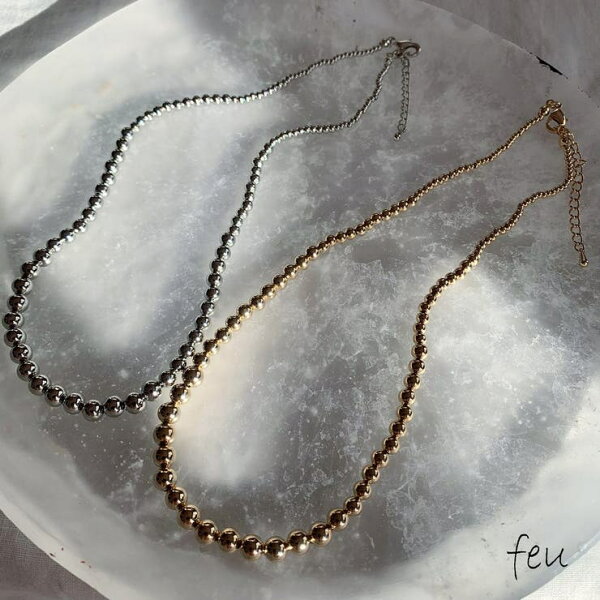 【10％OFFクーポン！8/27(木)1:59まで】feu Metal Ball Necklace　　ボールチェーン　ボリューム　ジェンダーレス　スタイリッシュ　韓国 アクセサリー