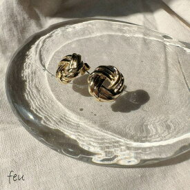 feu フィットモチーフピアス　　丸型　モダン　韓国ファッション　春夏秋冬　　2023年新作　BRAID MOTIF PIERCE アクセサリー