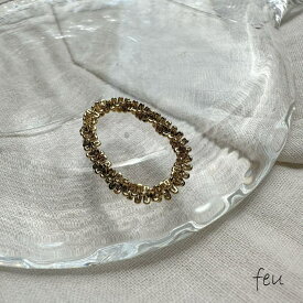 feu サージカルステンレス インタセクトチェーンリング　アレルギー対応素材　長時間着用　錆なし　チェーンリング　春夏秋冬　カジュアルモード　韓国ファッション　2023年新作【サージカルステンレス】INTERSECT CHAIN RING アクセサリー