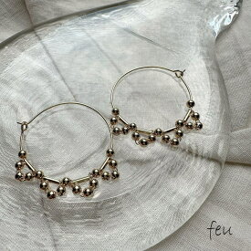 feu デコレーションフープピアス　　アレンジ　フープ　キャッチレス　インパクト　カジュアル　オシャレ　春夏秋冬　2023年新作　DECORATION HOOP PIERCE アクセサリー