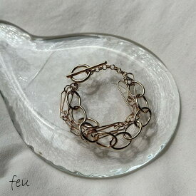 feu ユニットチェーンブレスレット　多種チェーン　カジュアル 光沢　ツヤあり　春夏秋冬　韓国ファッション　レディース通販　2023年新作　UNITE CHAIN BRACELET アクセサリー