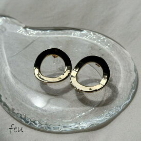 feu サークルピアス　アクセントデザイン　メタルカラー　ニュアンス　フィット感　ストリート　カジュアルモード　春夏秋冬　韓国ファッション　レディース通販　2023年新作　CIRCLE CURL PIERCE アクセサリー