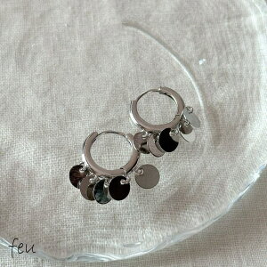 feu フープピアス モチーフ 揺れる キャッチレス カジュアルモード モダン  シルバーゴールド アクセント  万能  韓国 春夏秋冬 レディース通販 2024年新作 アクセサリー