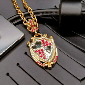 【8/11まで5％OFFクーポン】Anna Mu JAPAN ネックレス メンズファッション 盾プレートチャーム ネックレス メンズ アクセサリー ブラッククローム ゴールドピンクゴールド ペアネックレス ペンダント　 アクセサリー