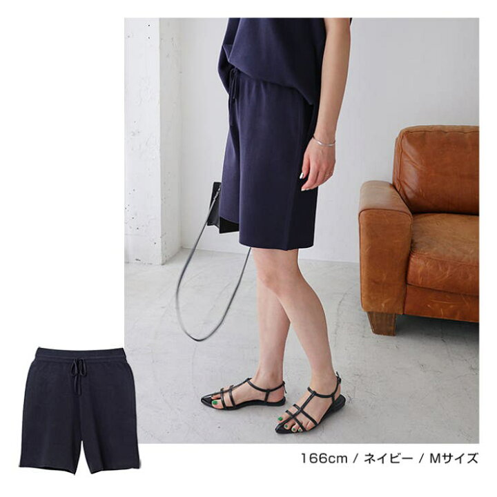 楽天市場】リネンライク ニット ショートパンツ ウエストゴム  