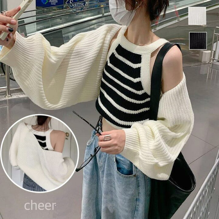 楽天市場】ニットボレロ×ホルタータンクSET 秋 冬 韓国 ニット 