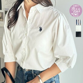GeeRA 【U．S．　POLO　ASSN．】ボリューム袖シャツブラウス トップス