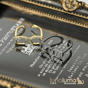 lunolumo 指輪 リング レディース メガネ めがね 眼鏡 ラインストーン キラキラ 可愛い フリーサイズ N アクセサリー
