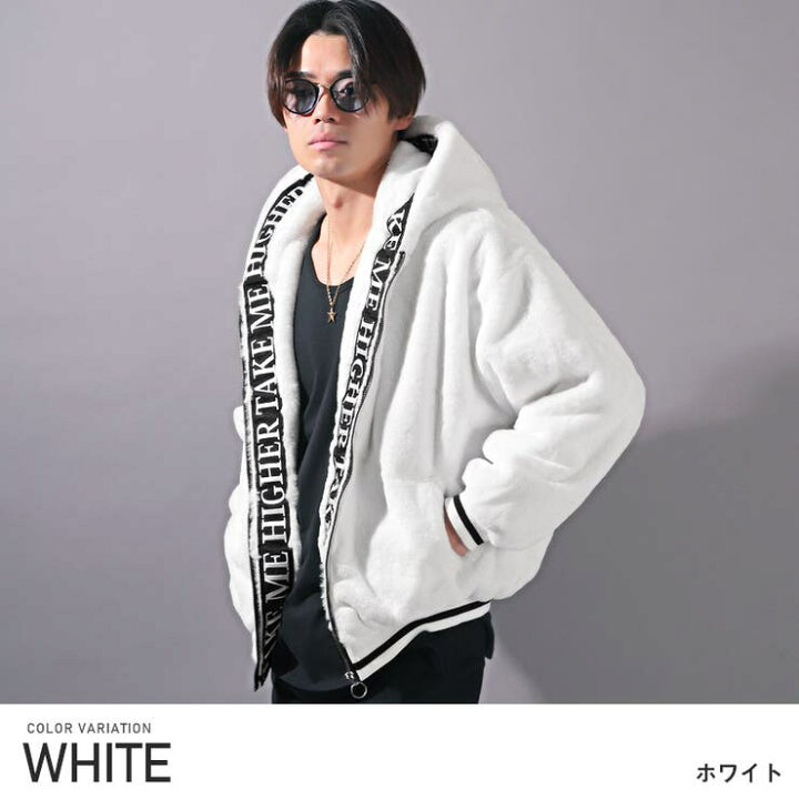 楽天市場】ファージャケット メンズ ブルゾン フェイクファー ロゴ 